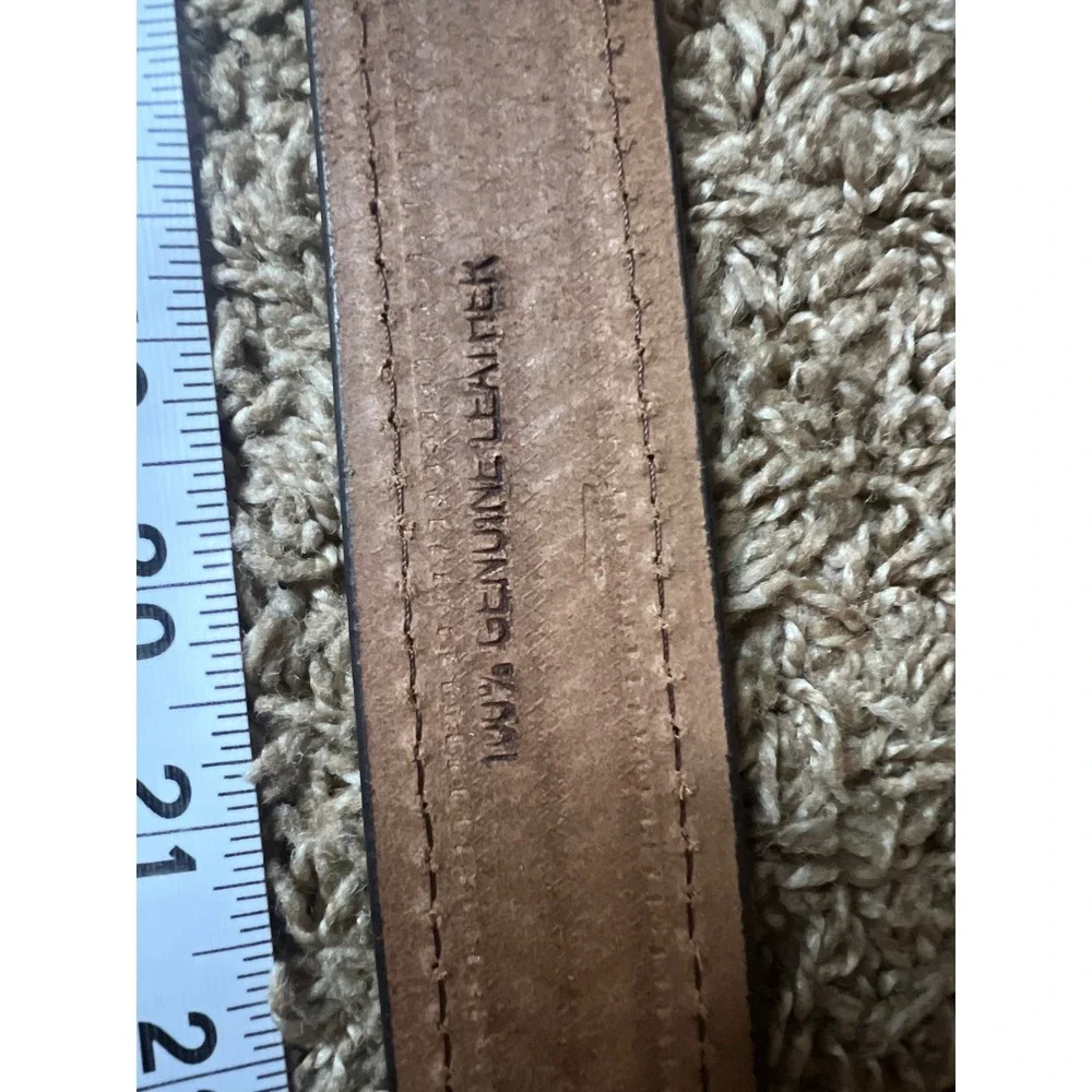 Alivethought Mens Brown Genuine Leather Belt Embossed Chevron Stitched 47 Inch